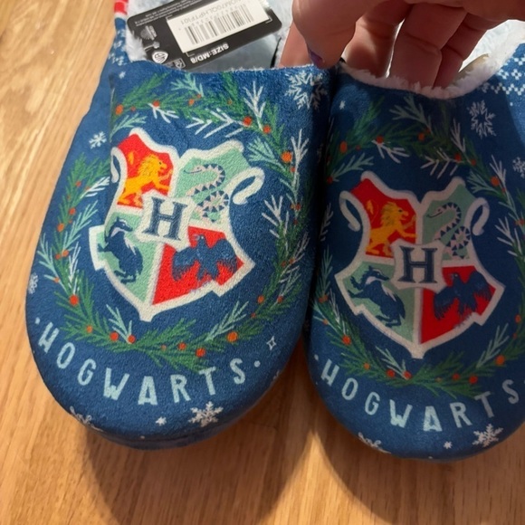 Harry Potter Christmas Slippers NEW Sz 8 Women’s Christmas Blue - Picture 4 of 4